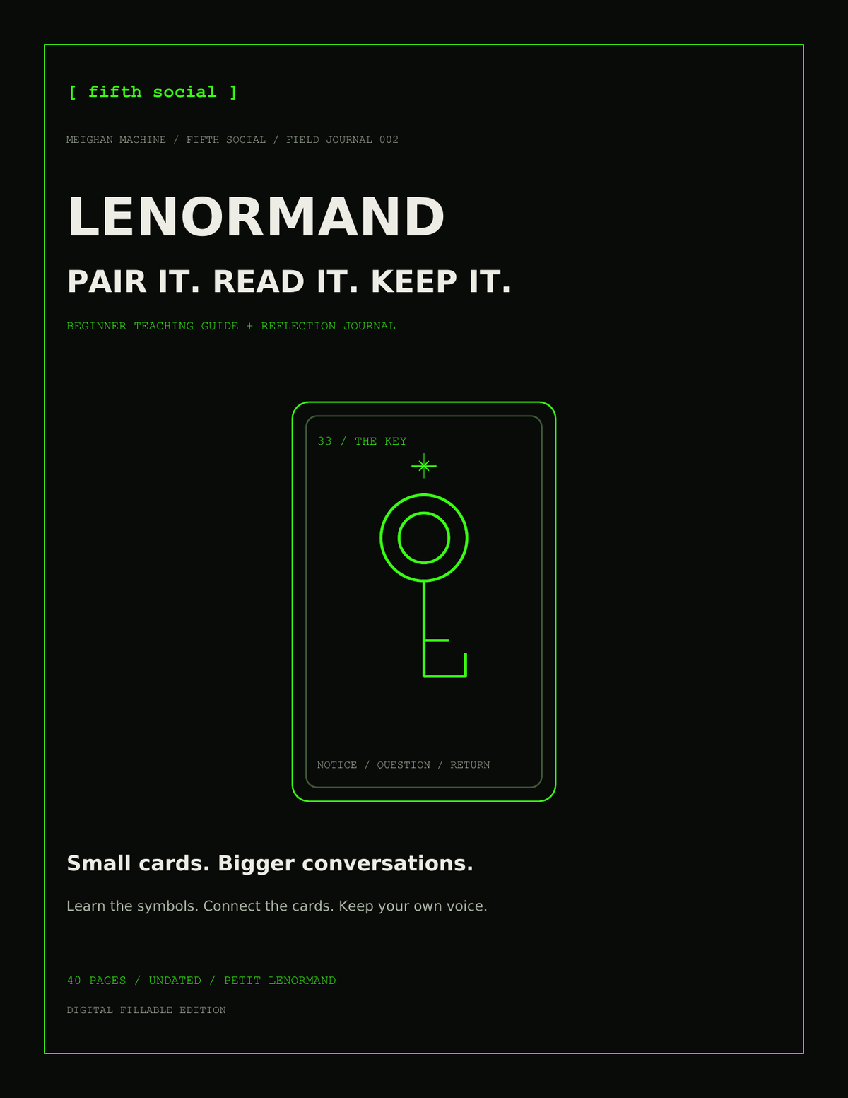 Lenormand: Pair It. Read It. Keep It. — Teaching Guide & Journal Bundle